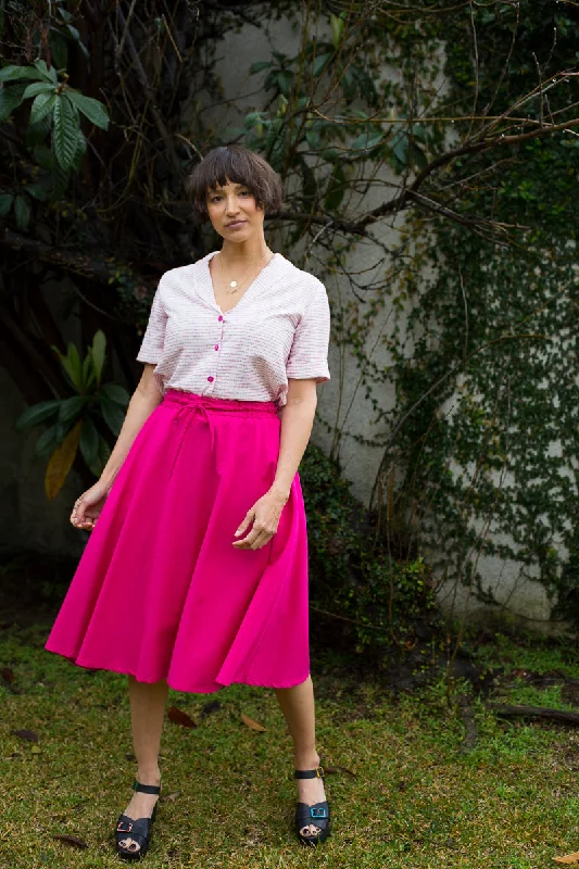 Laurence Blouse - Hot Pink Grid Sustainable Organic