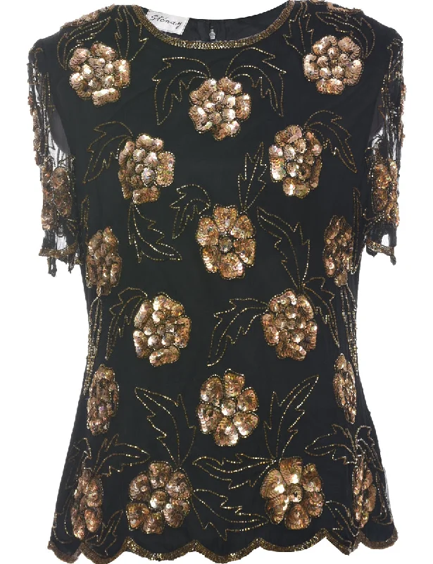Silk Sequined Evening Top - L purpose
