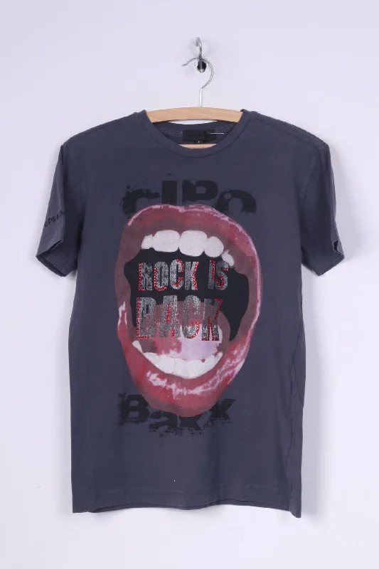 Cipo&Baxx Womens L Graphic T-Shirt Crew Neck Grey Rock Is Back Cotton Summer Top Sharp Women's Italian Cipo&Baxx Womens L Graphic T-Shirt Crew Neck Grey Rock Is Back Cotton Summer Top Sharp Women's Italian