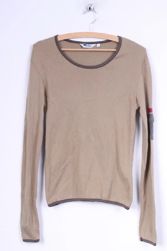 Levi's  Women L (M) Long Sleeved Shirt Beige Cotton Crew neck Military Top Refined Women's Hand - crafted