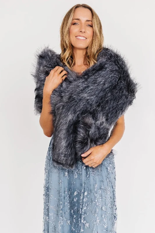 Valerie Faux Fur Shawl | Dark Gray Athletic Women's 