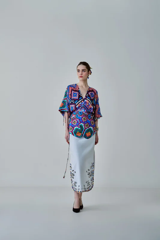 Nina Ikat Print  Blouse Dynamic Women's Moto