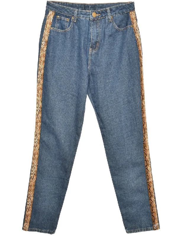 Zip Front Indigo Straight Fit Jeans - W30 L31 European