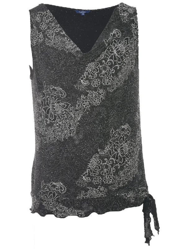 Sparkly Black Evening Top - M Athletic Women's 