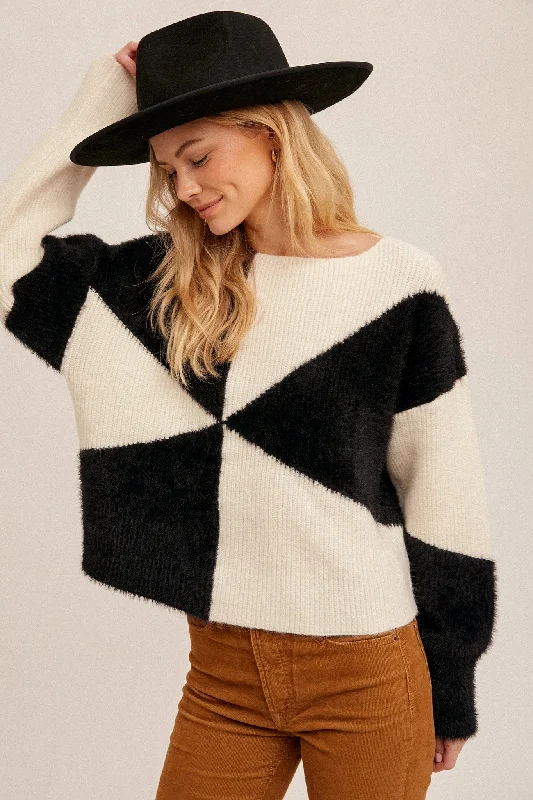 Fuzzy Black Groovy Sweater Sustainable Organic