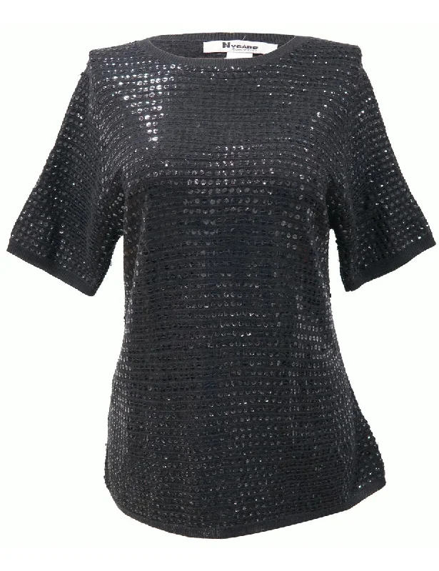 Sequined Black Jumper - M Sharp Women's Italian