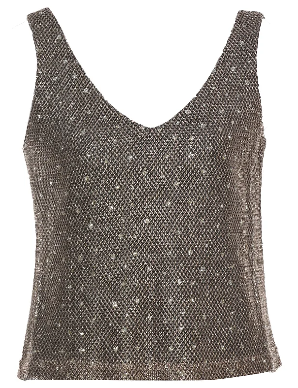 Lurex Brown Evening Top - S Adventure