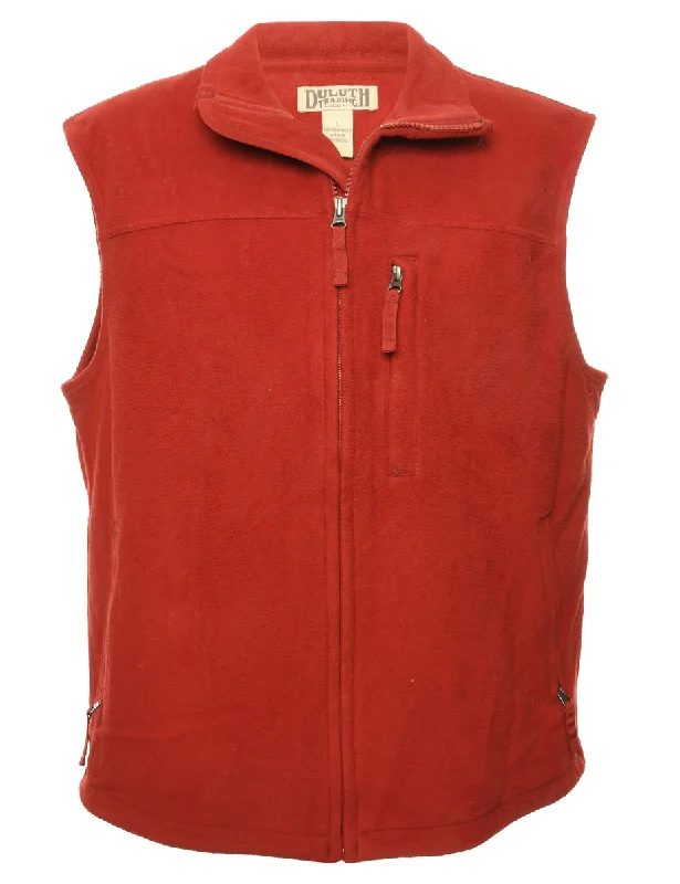 Red Fleece Vest - L Polished Women's Silk