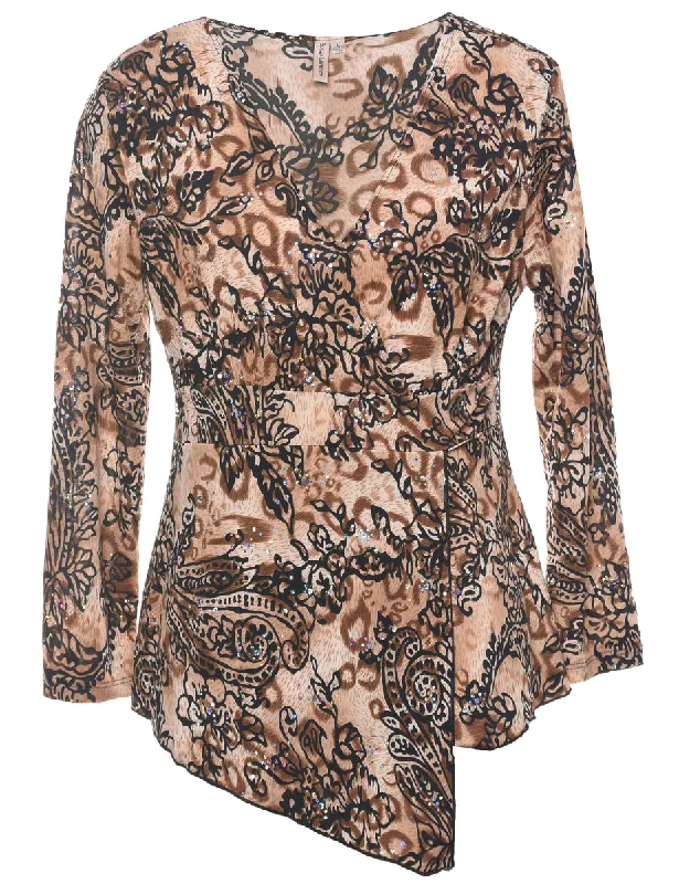 Animal Print Evening Top - M Classic Women's Tweed