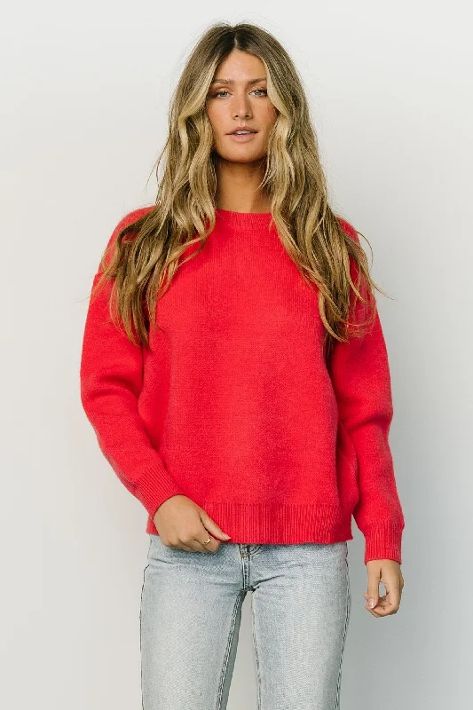 Tyson Knit Sweater | Cherry Red Dynamic Women's High - energy