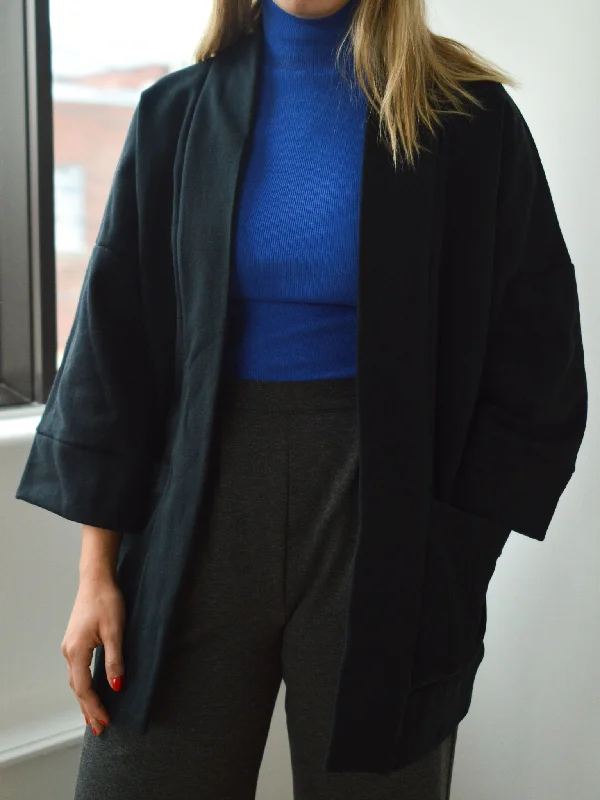 BLOOM black kimono inspired overpiece Sleek Women's 