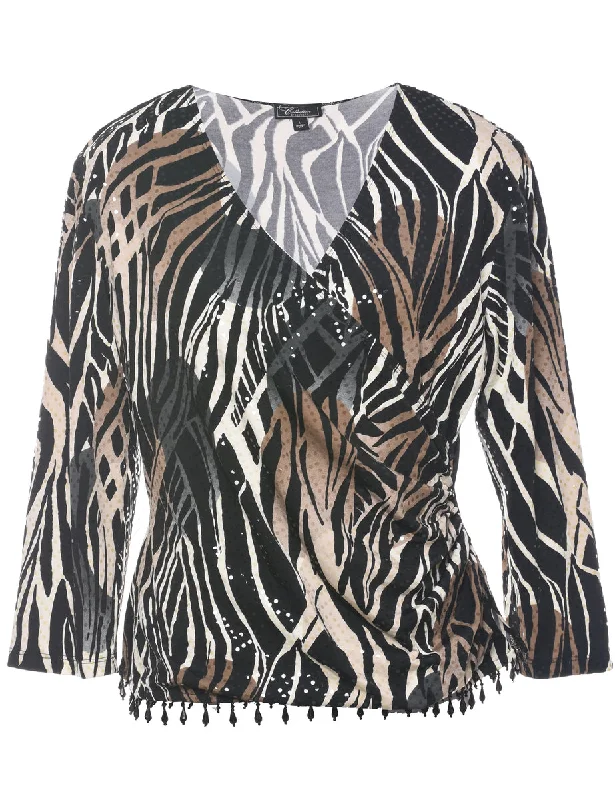 Animal Print Evening Top - L Sleek Women's 