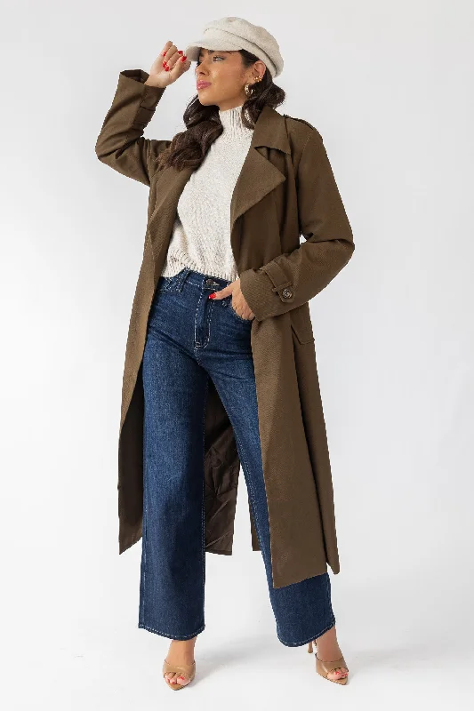 Wynn Khaki Belted Long Coat - Final Sale Cozy Women's Winter