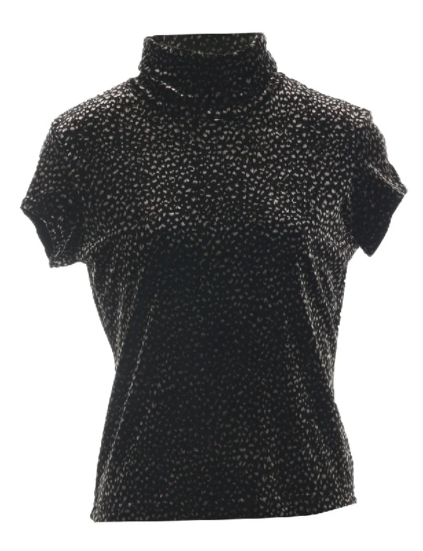 Black Velvet Fabric Evening Top - M Edgy Women's Punk