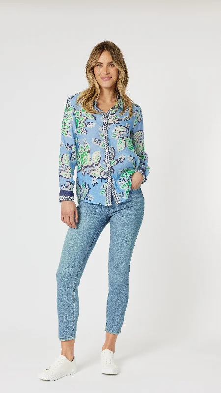 Coastal Blue Print Shirt Rugged Women's Outdoor 
