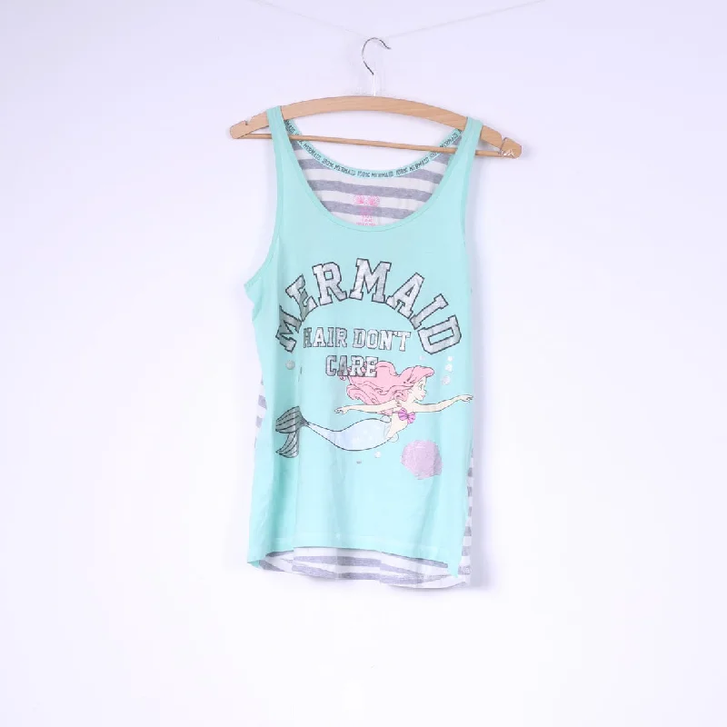 Primark Womens 6/8 S Tank Top Disney Mermaid Hair Dont Care Cotton Light Green Modern Women's Primark Womens 6/8 S Tank Top Disney Mermaid Hair Dont Care Cotton Light Green Modern Women's