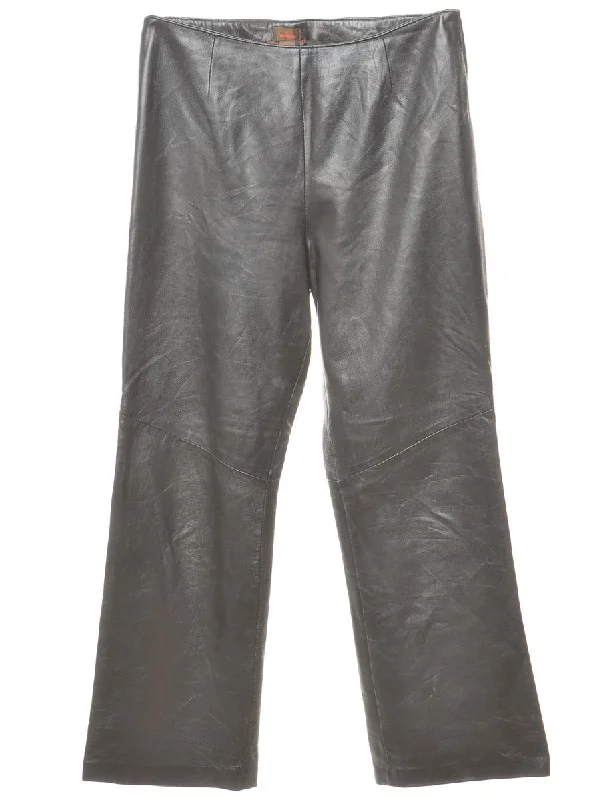 Black Leather Trousers - W30 L28 Refined Women's Classic 