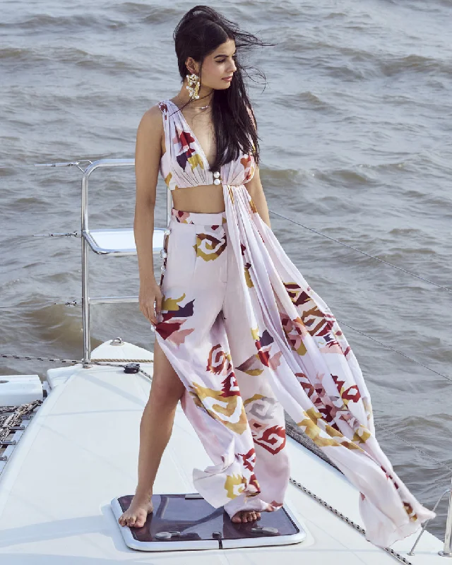 Patola Printed Asymmetrical Crop Top Cashmere