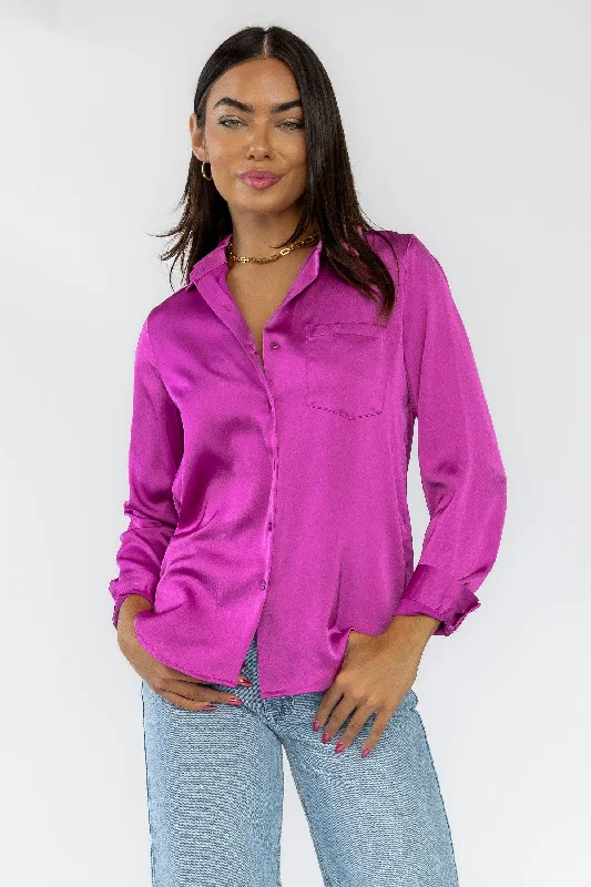 Finley Mulberry Satin Blouse - Final Sale Confident Women's High - fashion