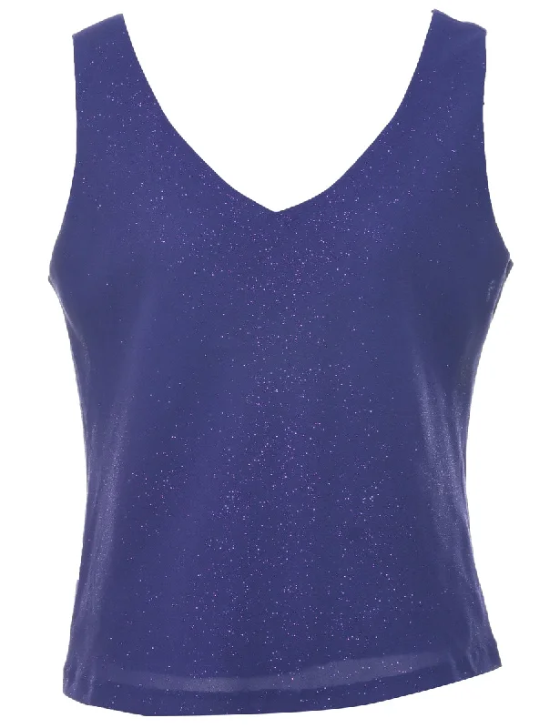 Sparkly Purple Evening Top - M Relaxed Women's 