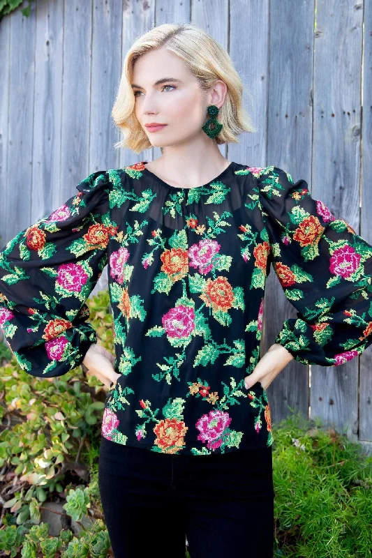 Harlow Top - Crossstitch Rose Luxurious Women's High -  end
