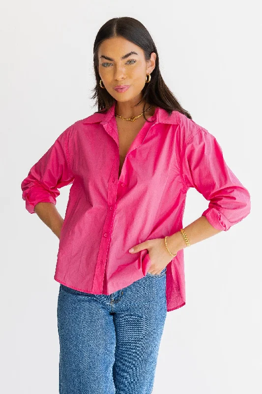 Selenia Pink Poplin Shirt - Final Sale Refined Women's Classic 