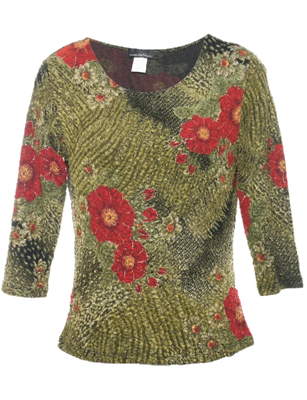 Floral Top - M Edgy Women's Punk