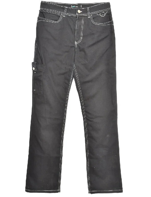 Zip Front Black Straight Fit Jeans - W30 L34 Country