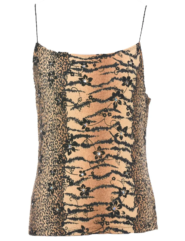 Leopard Print Y2K Evening Top - S Stylish Women's Tropical 