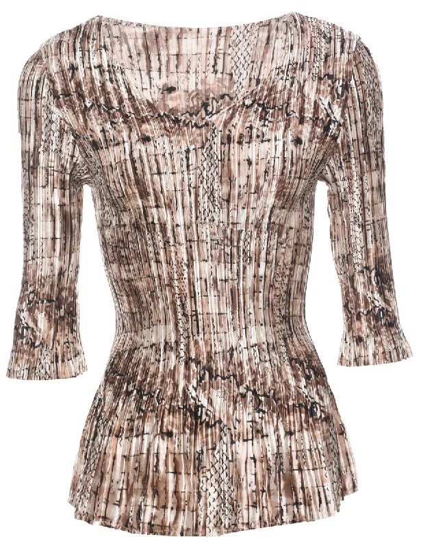 Smocked Brown Top - M Modern Women's 