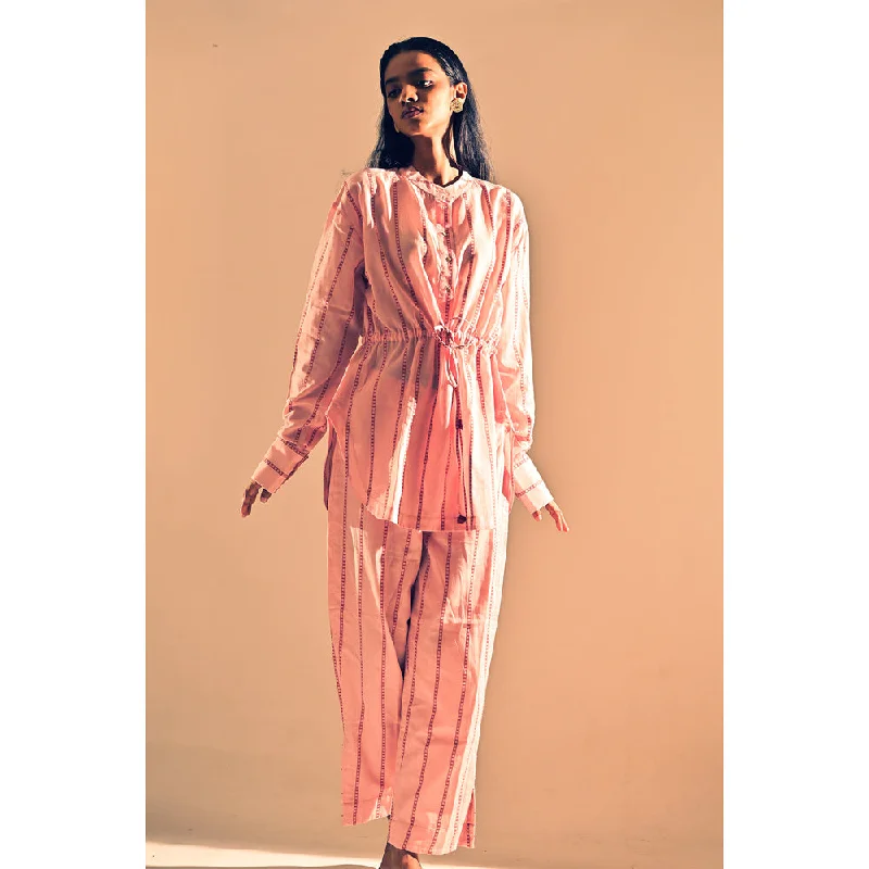 Pink Cotton Waist Tie Shirt Earthy Women's Hemp - based
