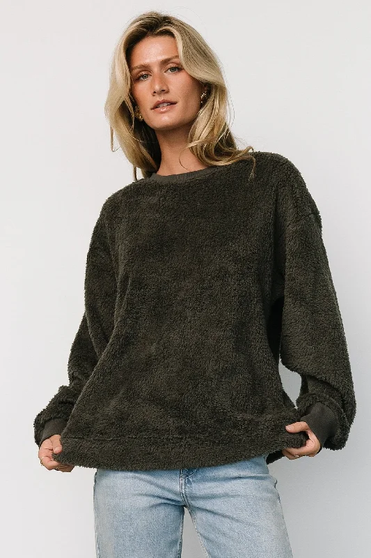 Brina Teddy Crewneck | Charcoal Gray European