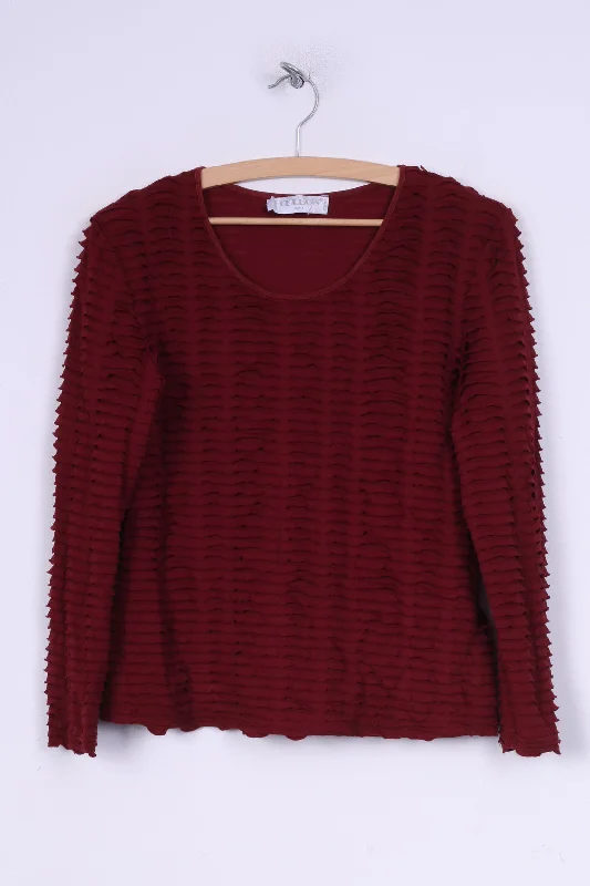 Fellow Womens M Shirt Long Sleeve Maroon Motia Crew Neck Vintage Refined Women's Hand - crafted Fellow Womens M Shirt Long Sleeve Maroon Motia Crew Neck Vintage Refined Women's Hand - crafted