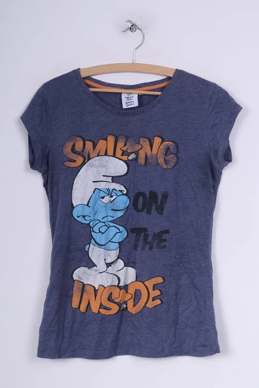 Smiling On The Inside Womens 14 L Shirt Graphic Smurfs Blue Cotton Sleek Women's Metallic Smiling On The Inside Womens 14 L Shirt Graphic Smurfs Blue Cotton Sleek Women's Metallic