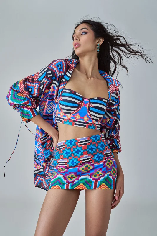 Sia Ikat Print Shirt Compression