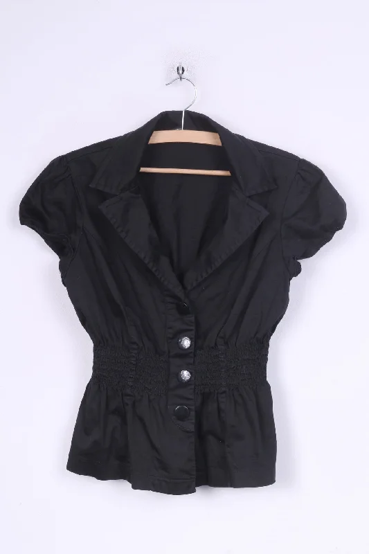 Ingredients Womens M Casual Shirt Short Sleeve Black Cotton Scandinavian