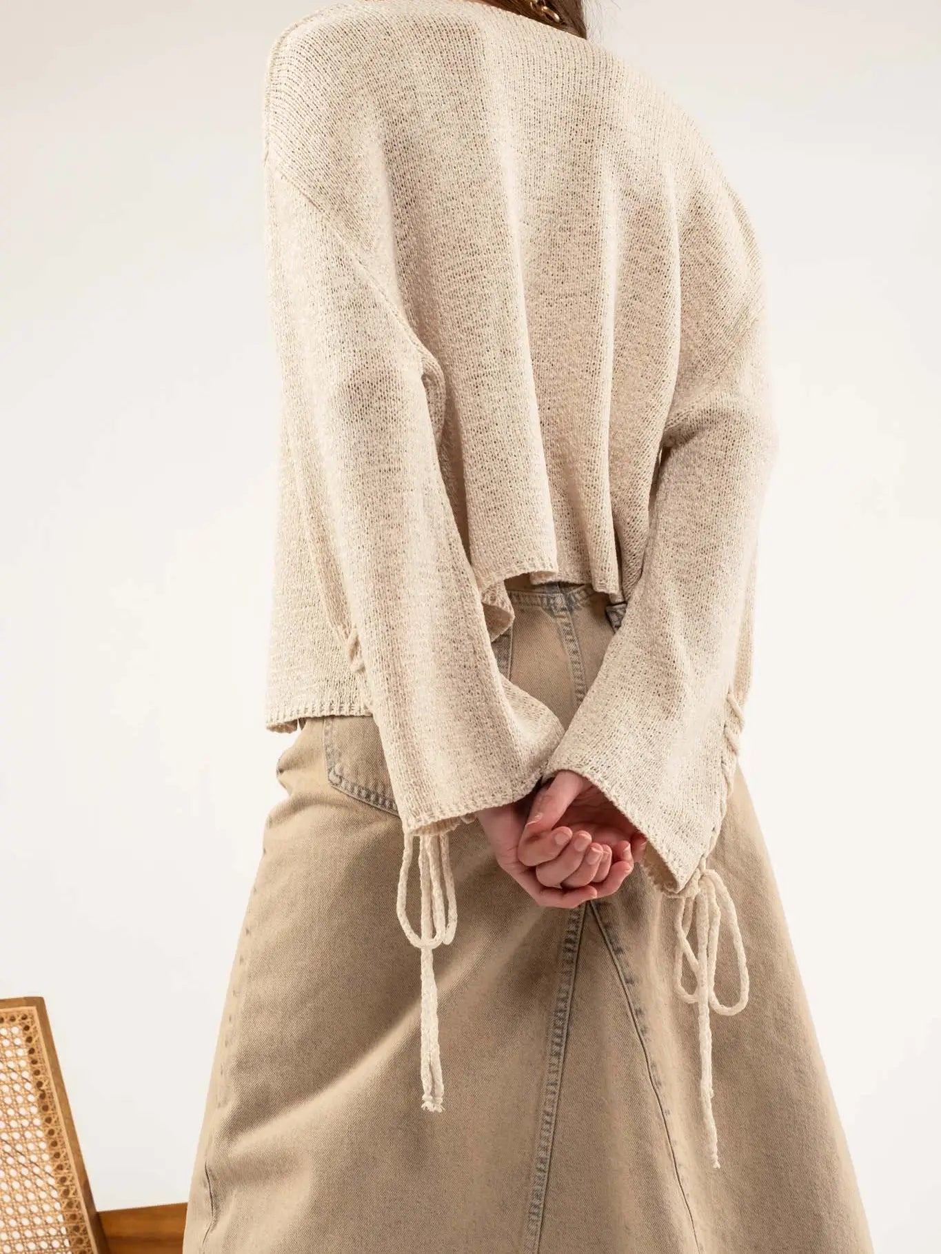 Braided Sleeve Sweater Relaxed Women's Beachy