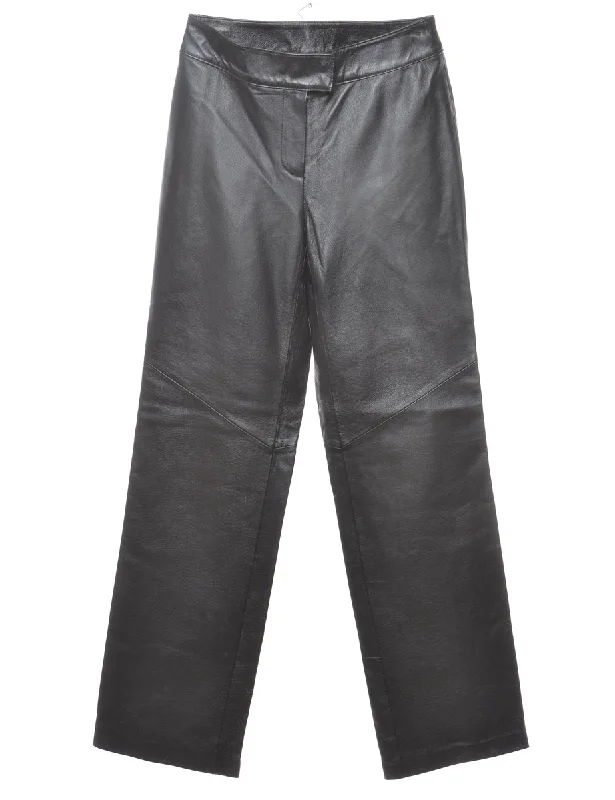 Black Leather Trousers - W26 L32 Hip Women's Urban