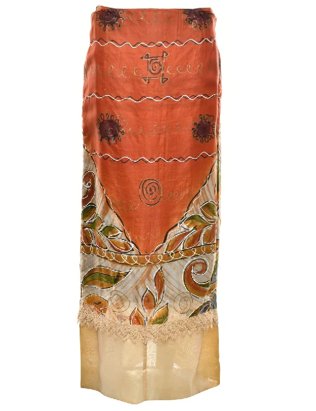 Abstract Pattern Full Skirt - M Feminine Women's Style 