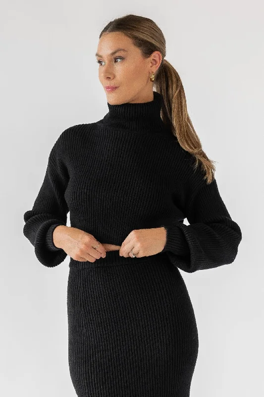 Oren Black Crop Sweater - Final Sale Luxurious Women's High -  end