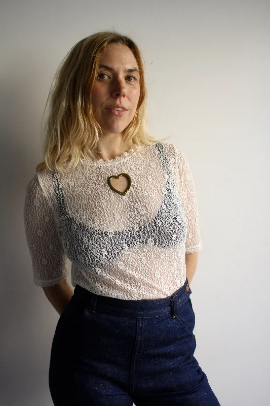 Sretsis Lace Heart Top Trendy Women's 