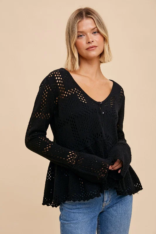Penelope Black Sweater Youthful Women's Pop