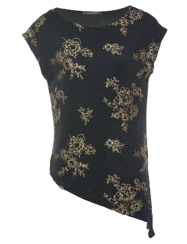 Sparkly Black Evening Top - M Laid - back Women's Style