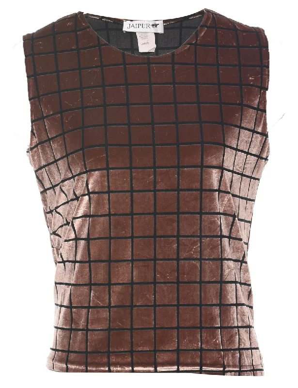 Checked Velvet Evening Top - M Edgy Women's Punk