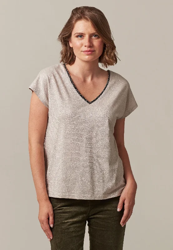 Jossy Beige T-shirt Traditional Women's Wool