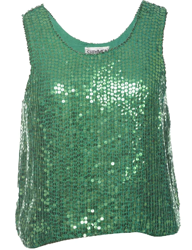 Silk Sequined Evening Top - L Bold Women's Animal Print