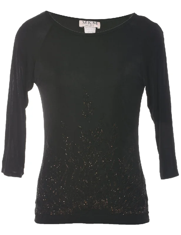 Black Beaded Evening Top - S Adventure
