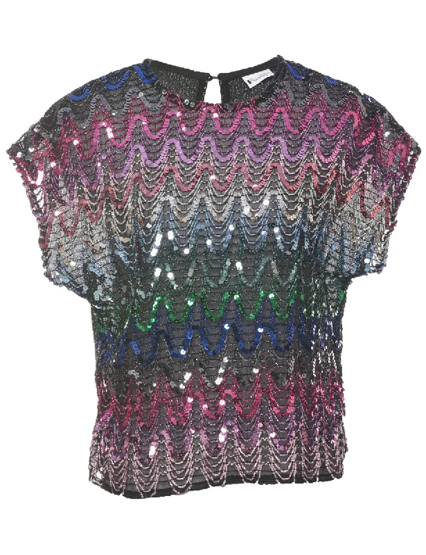 Lurex Sequins Evening Top - L Artistic Women's Avant - 