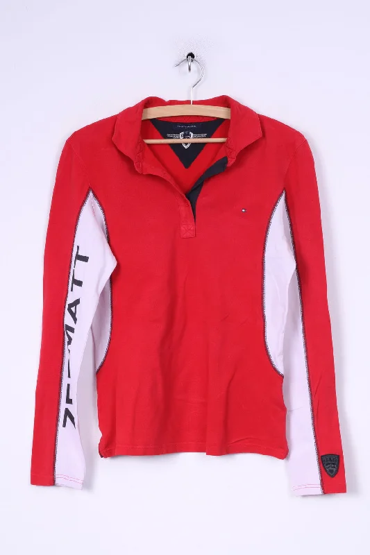 Tommy Hilfiger Womens 40 L Polo Shirt Long Sleeve Red Cotton Best Of The Alps Modern Women's Tech