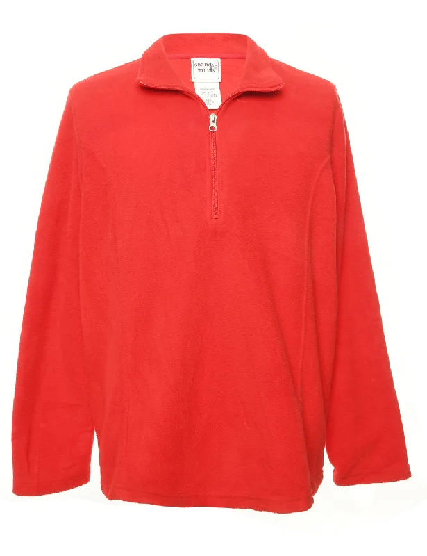 Red Fleece Sweatshirt - L Trendy Women's Oversized